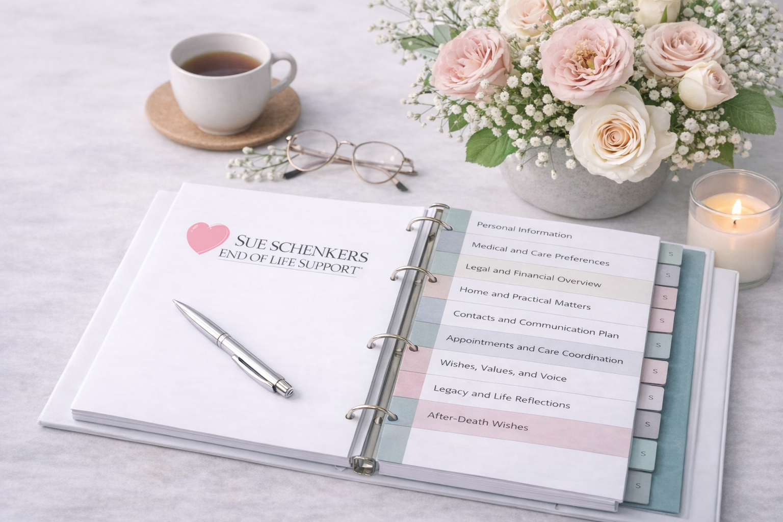 Family organization guide binder for organizing end of life plans documents and wishes Victoria BC